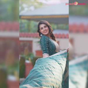 Green Woven Pure Cotton Straight Salwar Suit