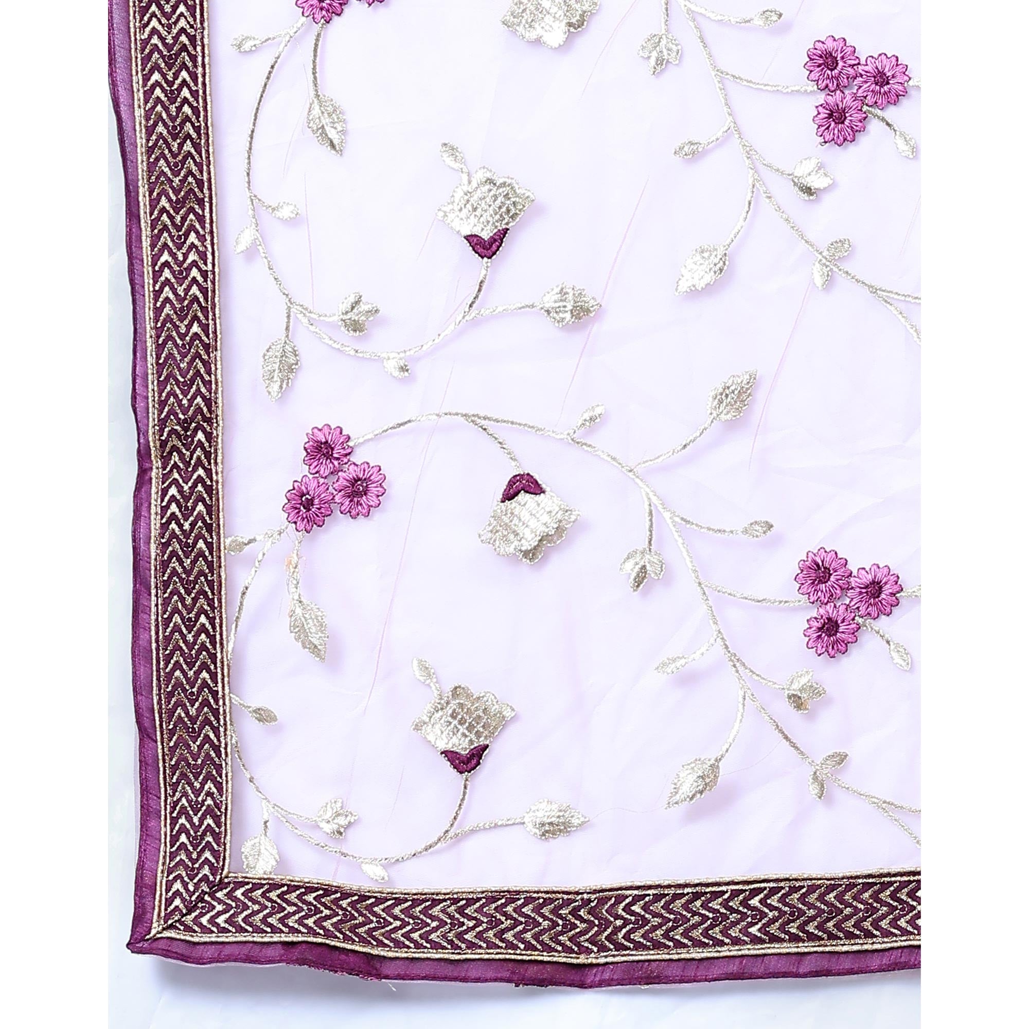 Purple Embroidered Georgette Partywear Suit