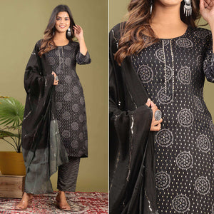 Black Printed Rayon Salwar Suit