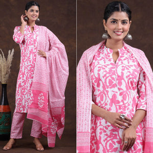 Pink Jaipuri Printed Pure Cotton Suit