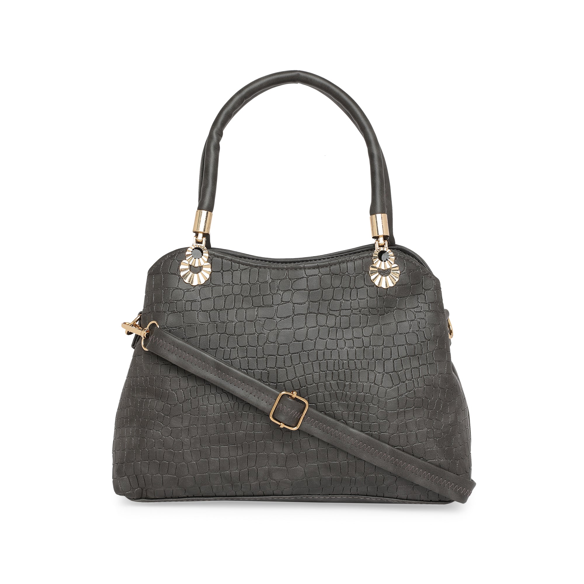 Black Women Vegan Leather Handbag With Belt