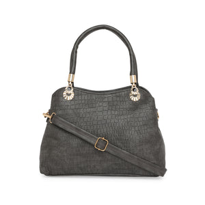 Black Women Vegan Leather Handbag With Belt