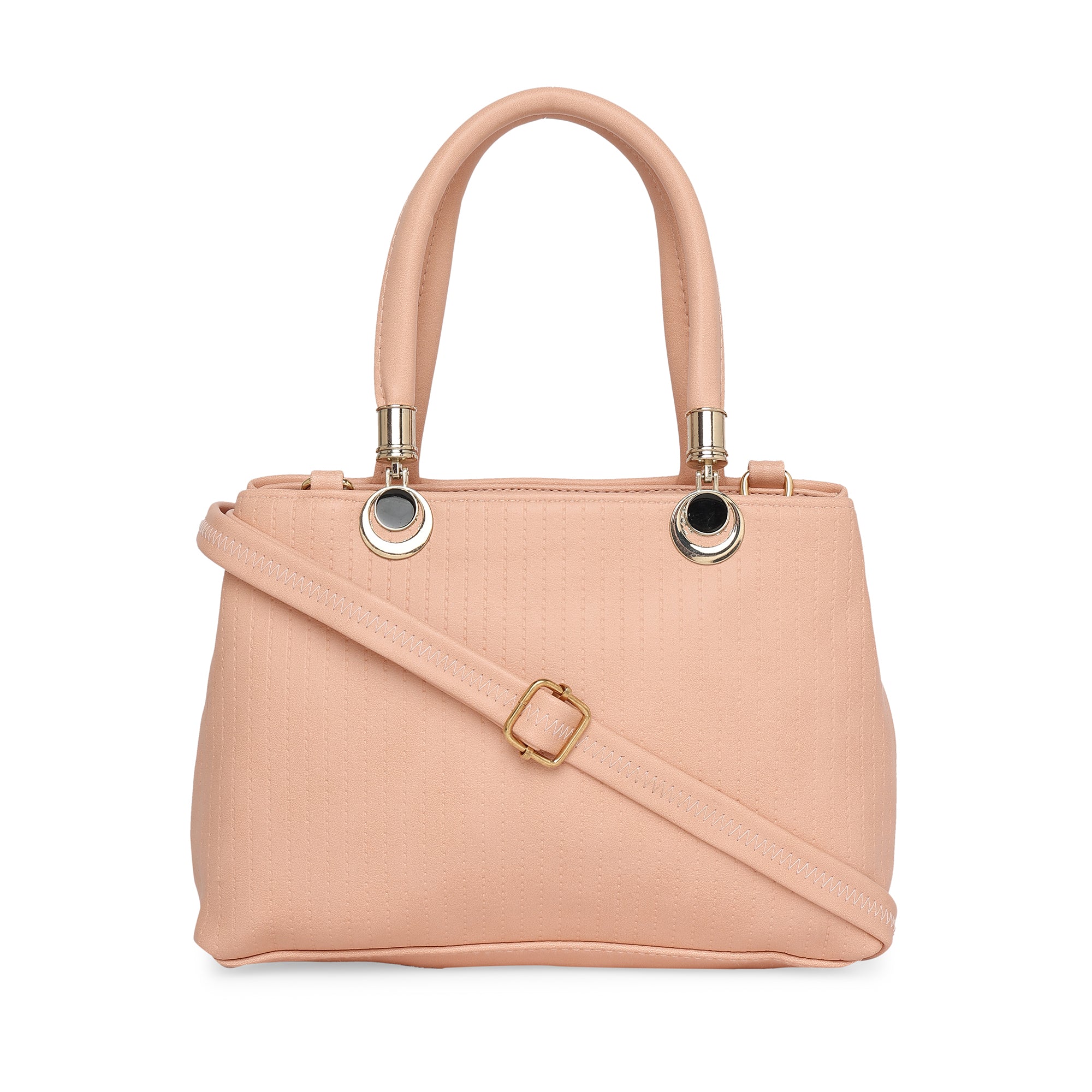 Peach Women Vegan Leather Handbag With Belt