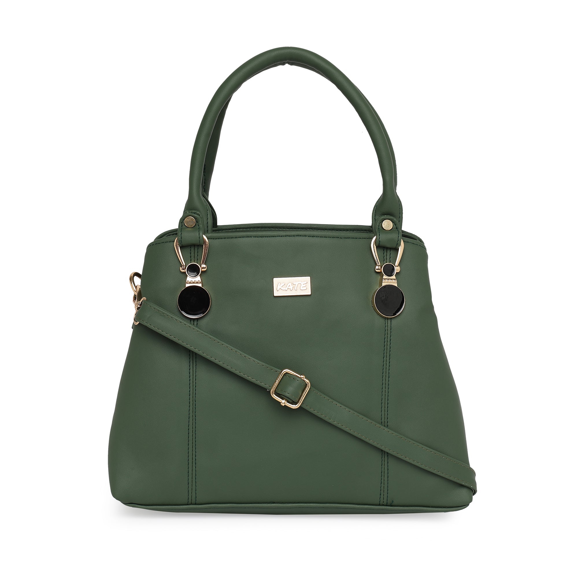 Green Women Vegan Leather Handbag With Belt