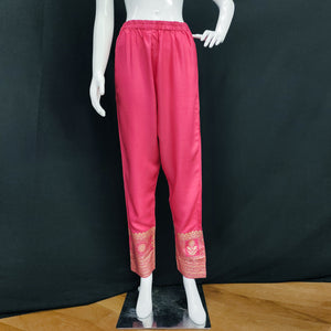 Gajri Pink Printed Rayon Pant