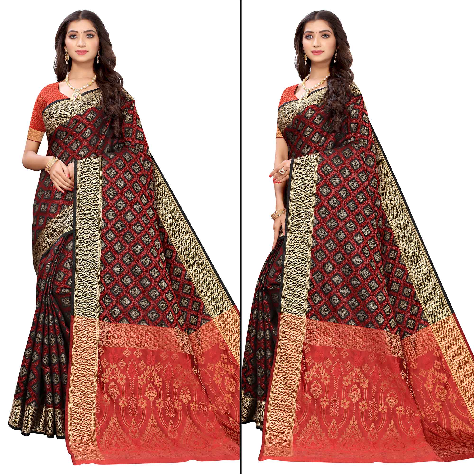 Black Festive Wear Woven Patola Heavy Silk Saree