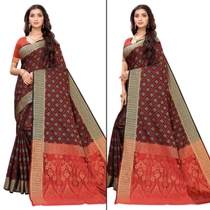 Black Festive Wear Woven Patola Heavy Silk Saree