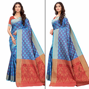 Blue Festive Wear Woven Patola Heavy Silk Saree