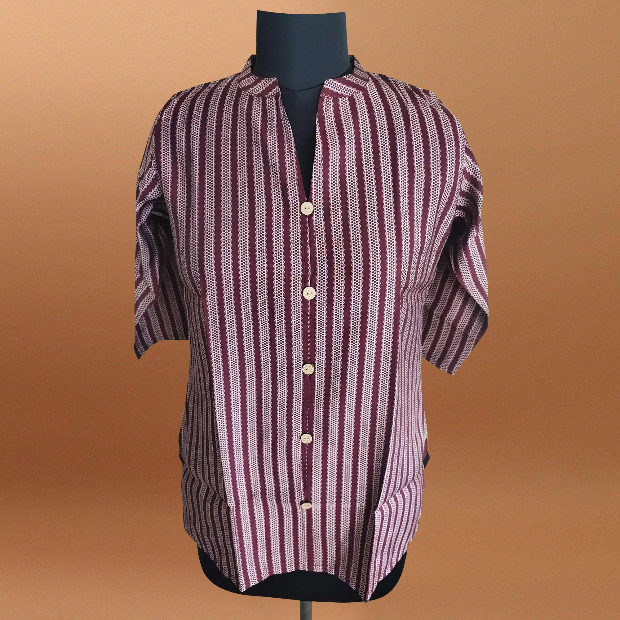 Wine Printed Chanderi Top