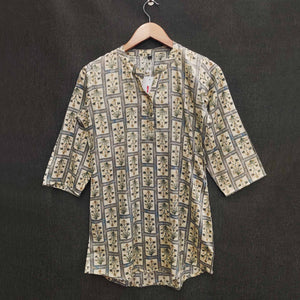 Grey Floral Printed Rayon Top