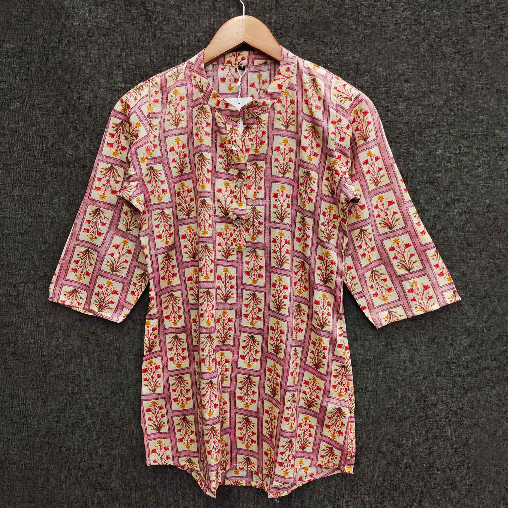 Pink Floral Printed Rayon Top