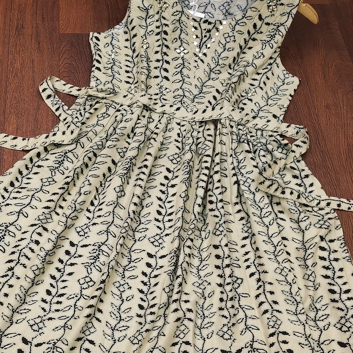 Offwhite Floral Printed Rayon Gown