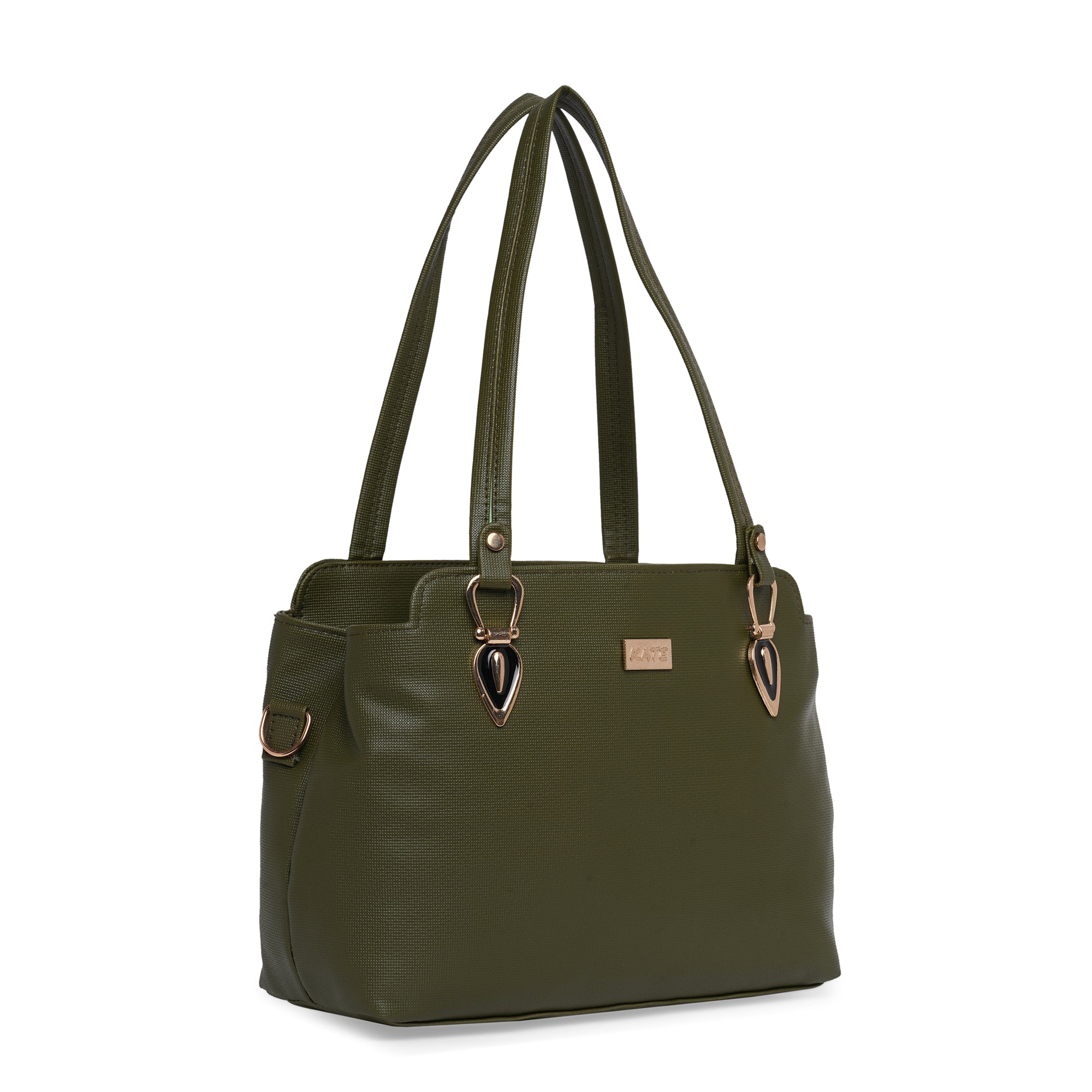 Green Women Vegan Leather Handbag With Belt