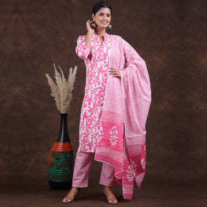 Pink Jaipuri Printed Pure Cotton Suit