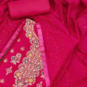 Pink Woven Jacquard Dress Material