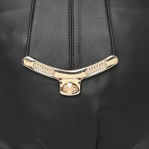 Black Women Vegan Leather Handbag With Belt