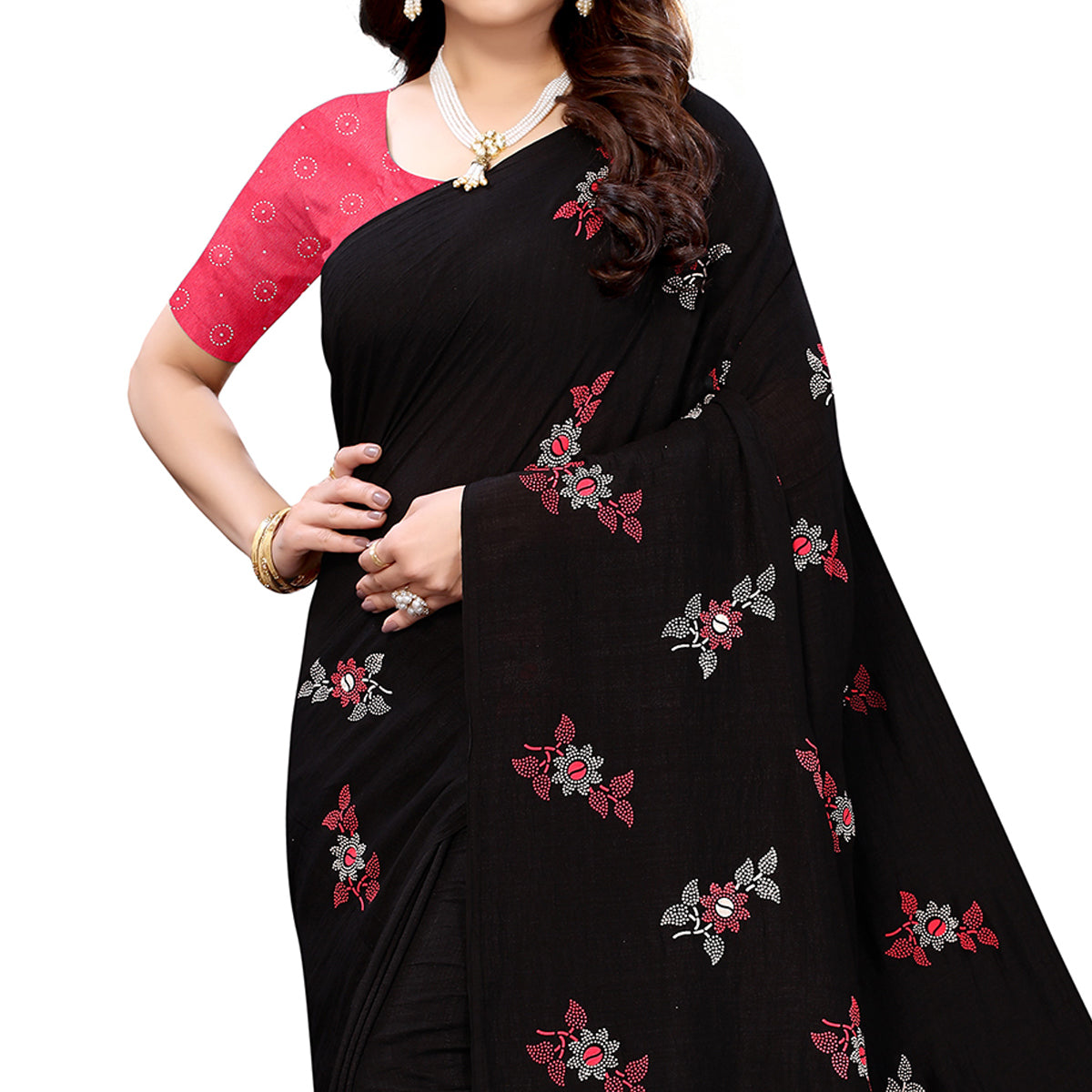 Black Casual Wear Printed Silk Saree