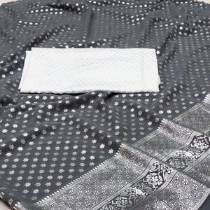 Grey Foil Printed Georgette Saree