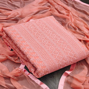 Orange And Blue Dress Material Pack Of 2 - Peachmode