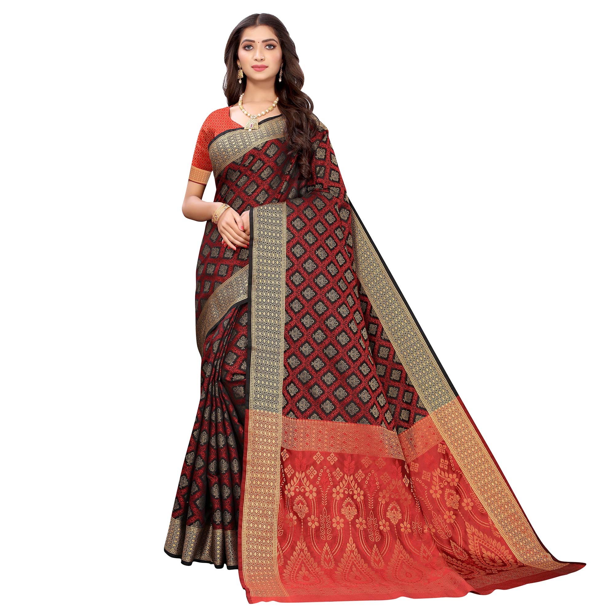 Black Festive Wear Woven Patola Heavy Silk Saree