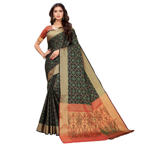 Black Festive Wear Woven Patola Heavy Silk Saree