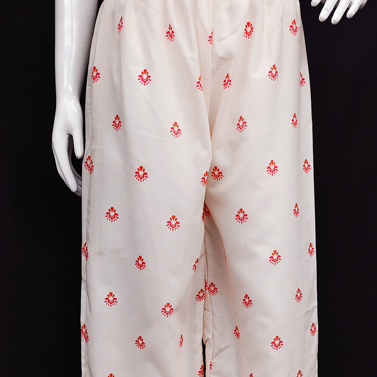 Graceful White Colored Casual Printed Crepe Palazzo