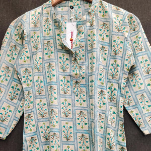 Blue Floral Printed Rayon Top