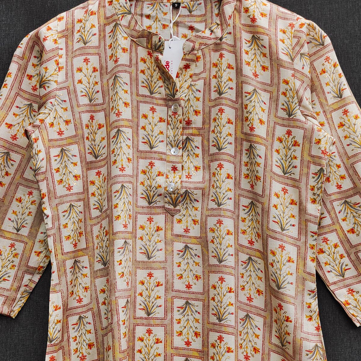 Orange Floral Printed Rayon Top
