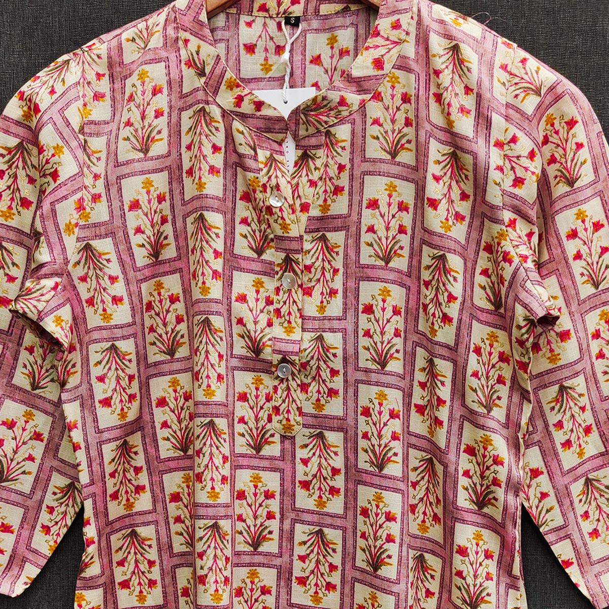 Pink Floral Printed Rayon Top