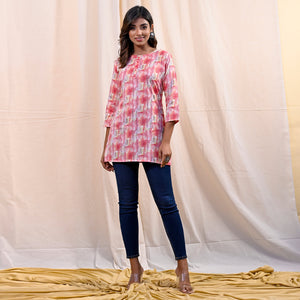 Pink Printed Rayon Top