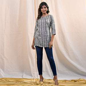 Black Floral Printed Rayon Top