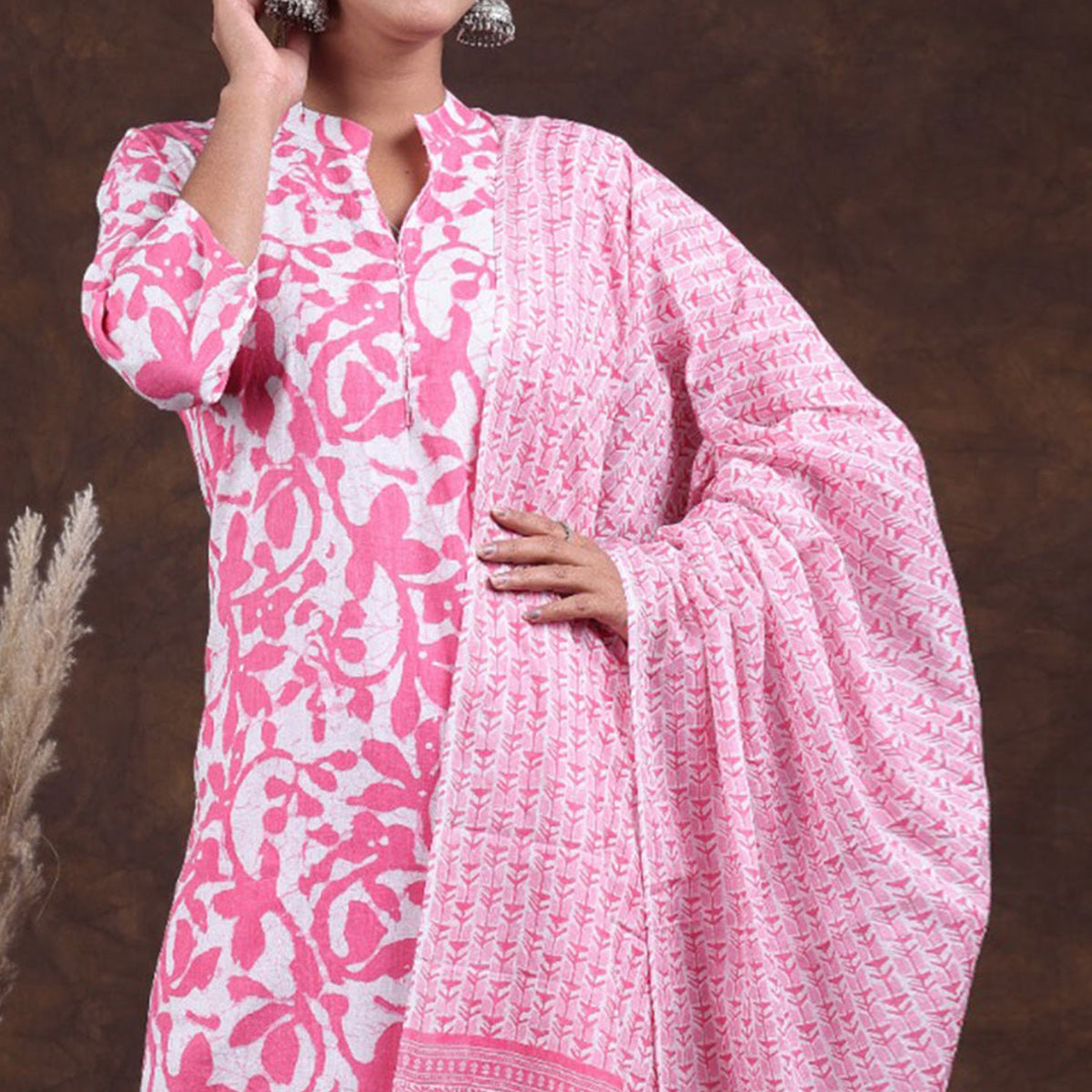 Pink Jaipuri Printed Pure Cotton Suit