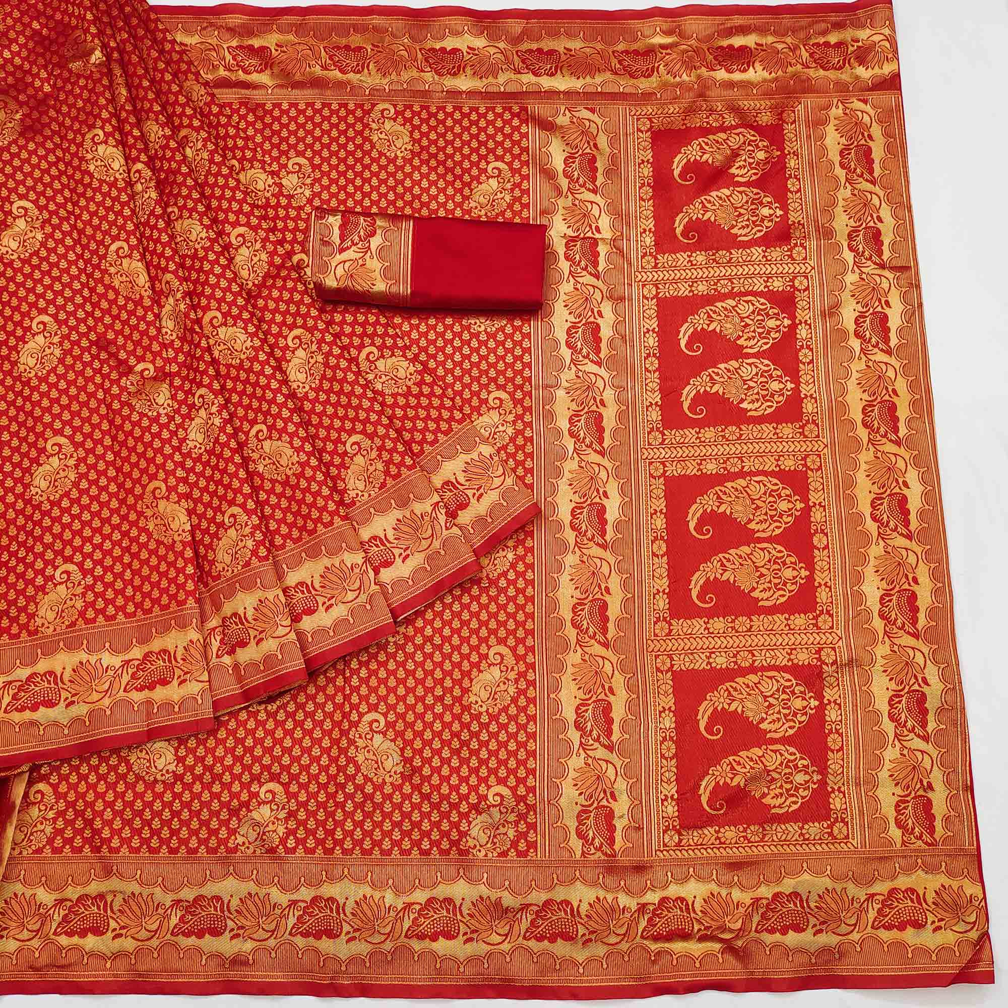 Red Woven Jacquard Saree