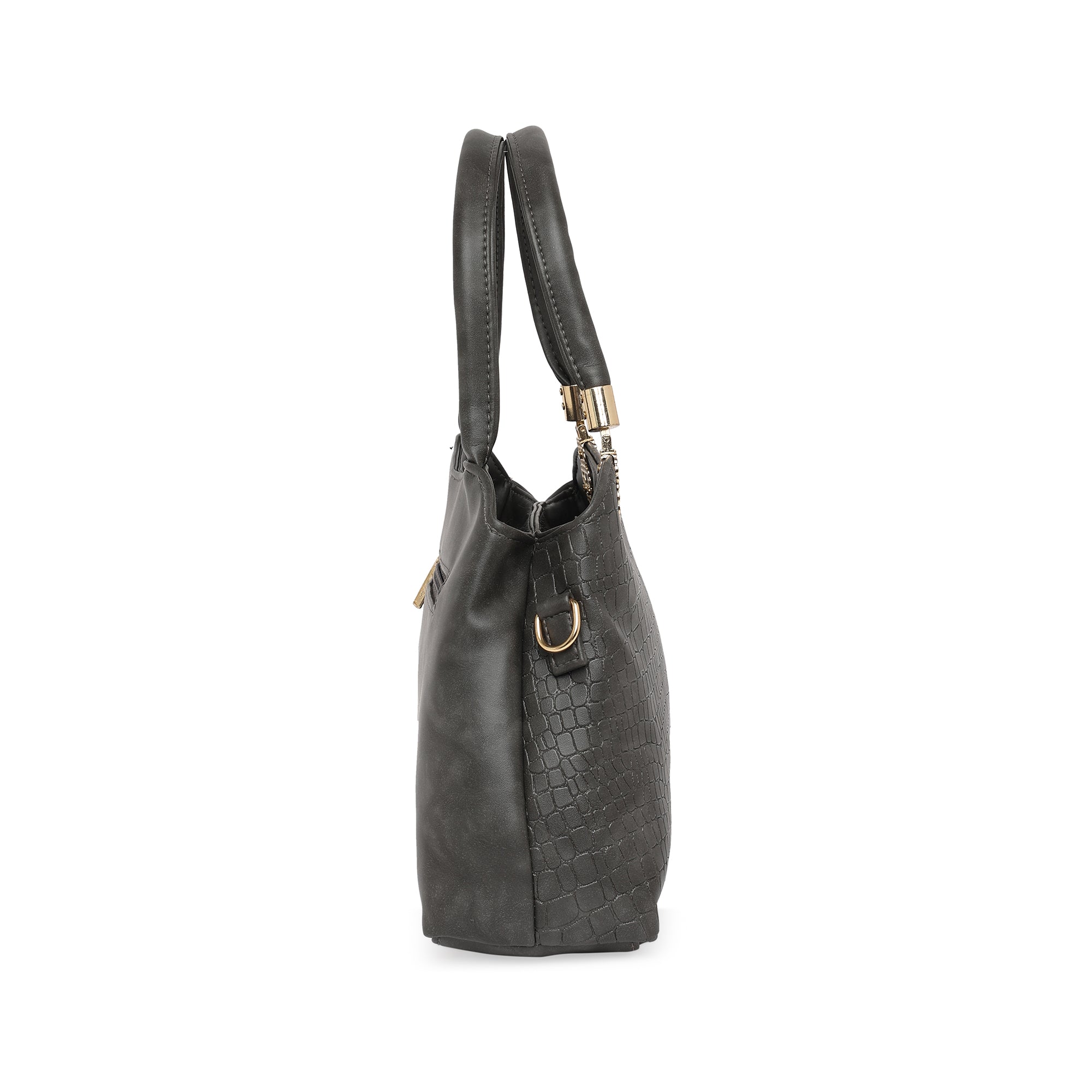 Black Women Vegan Leather Handbag With Belt