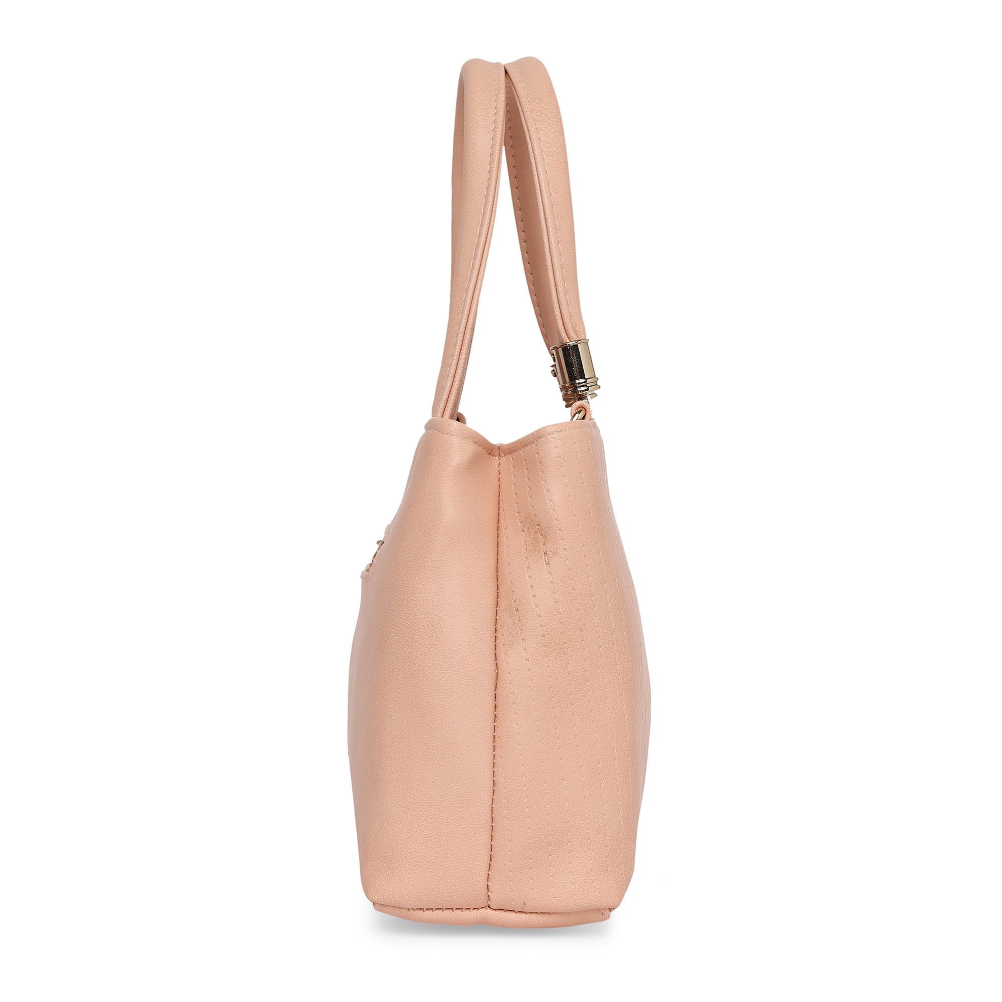 Peach Women Vegan Leather Handbag With Belt