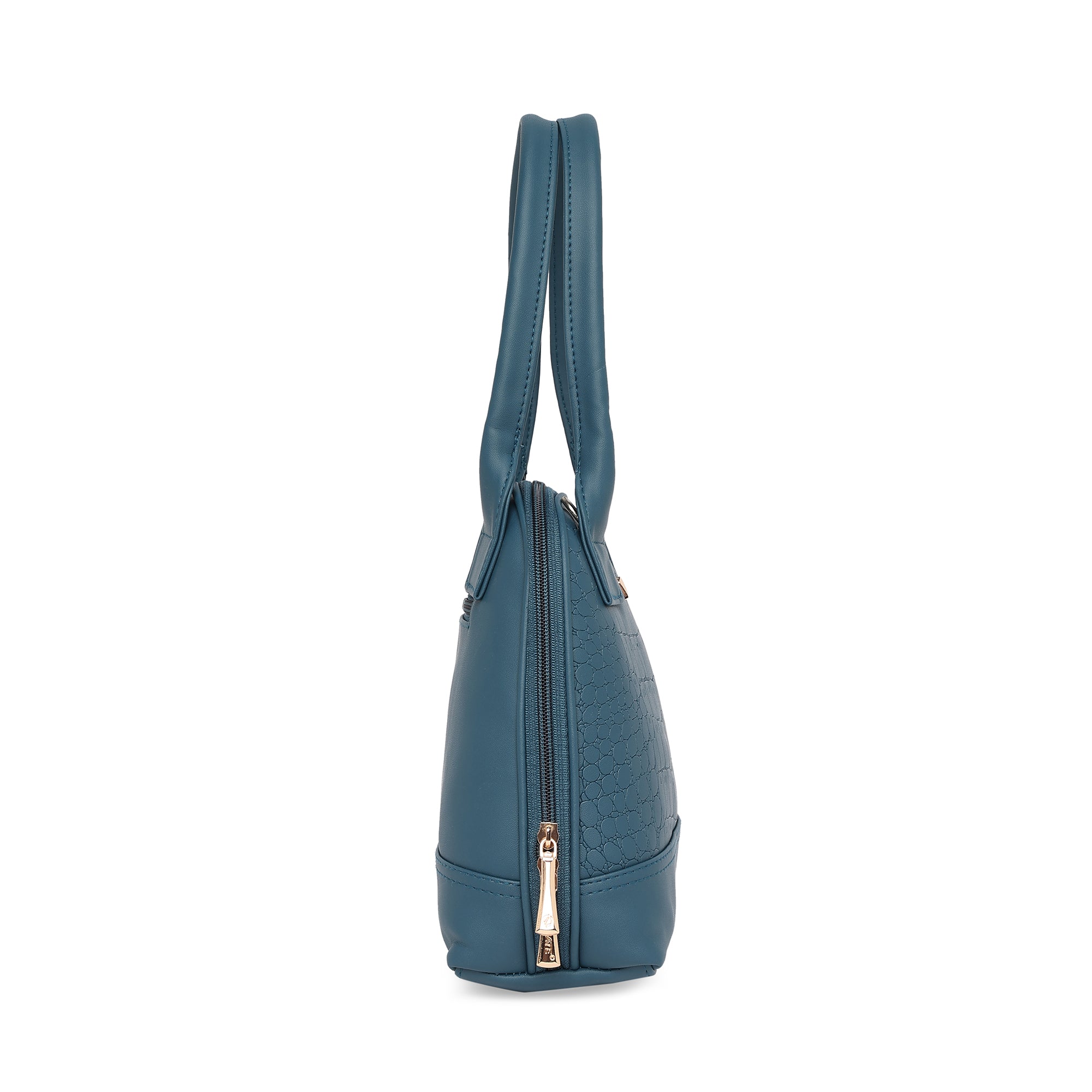 Teal Blue Women Vegan Leather Handbag With Belt