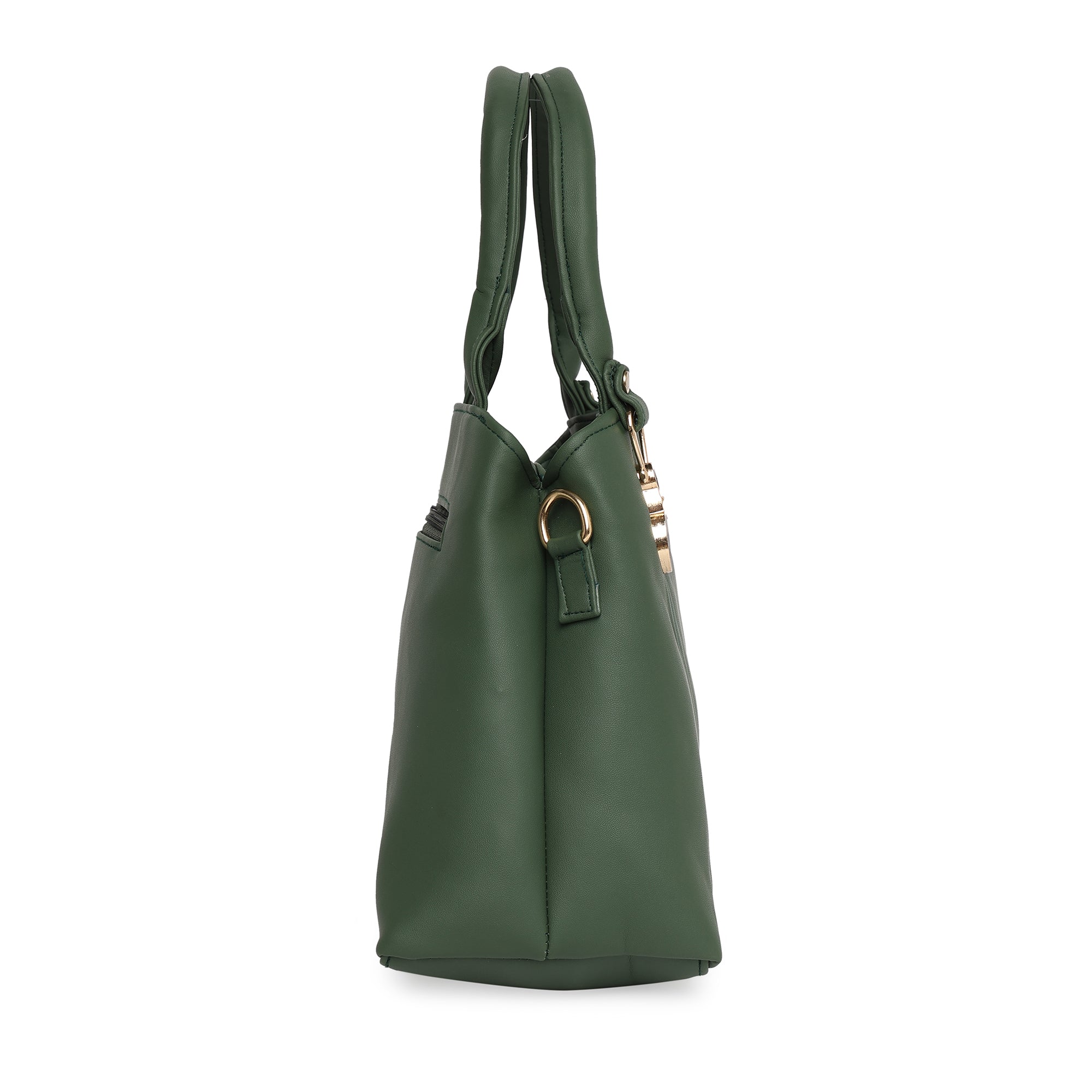 Green Women Vegan Leather Handbag With Belt