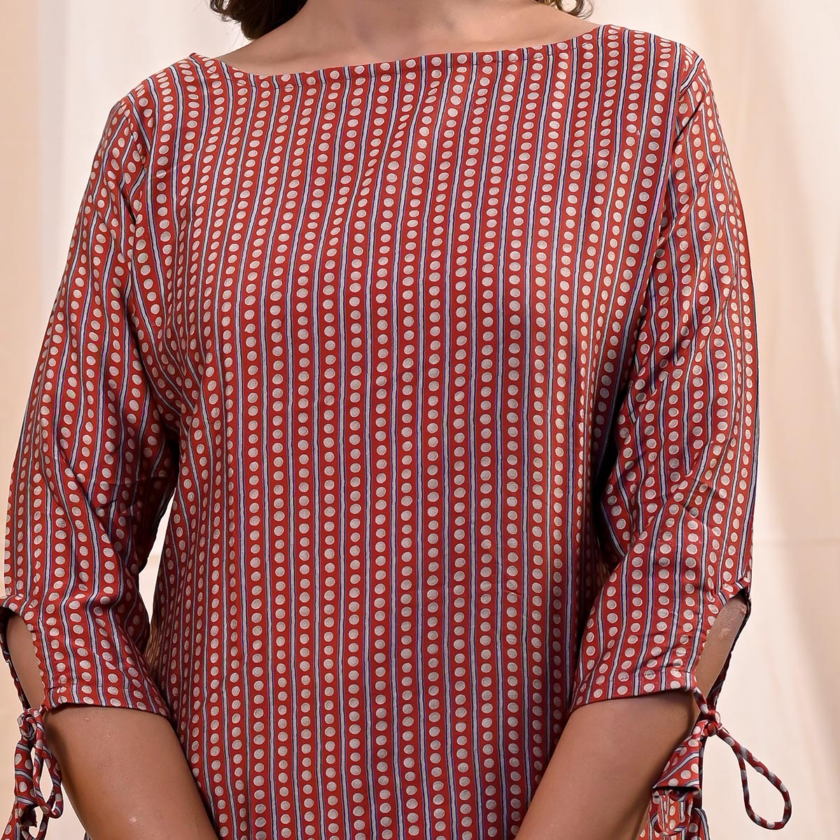 Brown Printed Chanderi Top