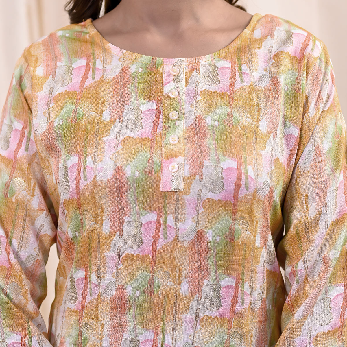 Orange Printed Rayon Top
