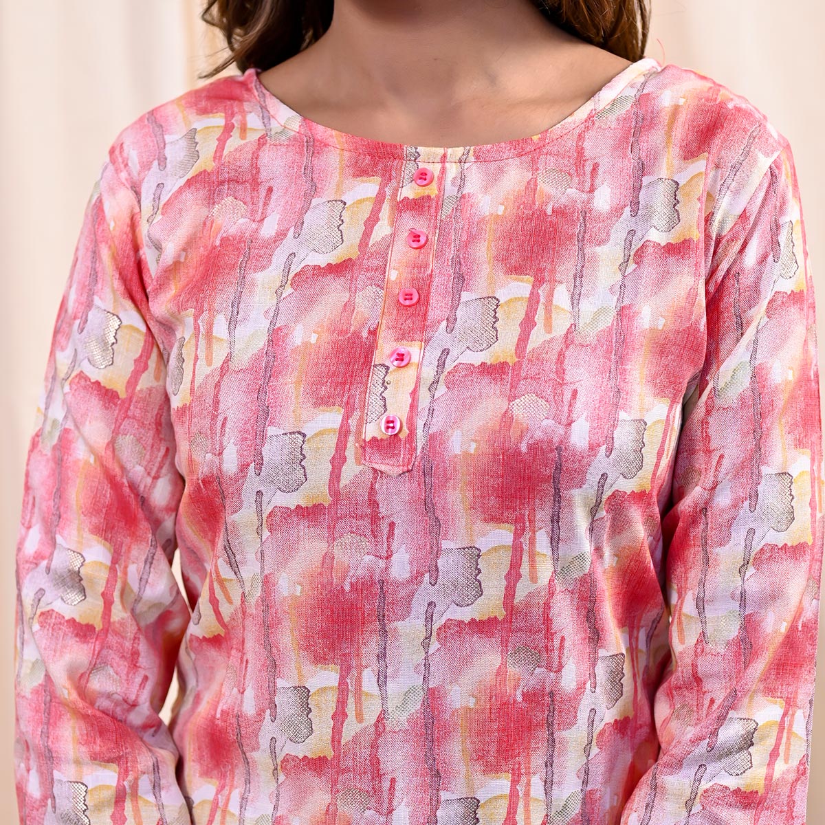 Pink Printed Rayon Top