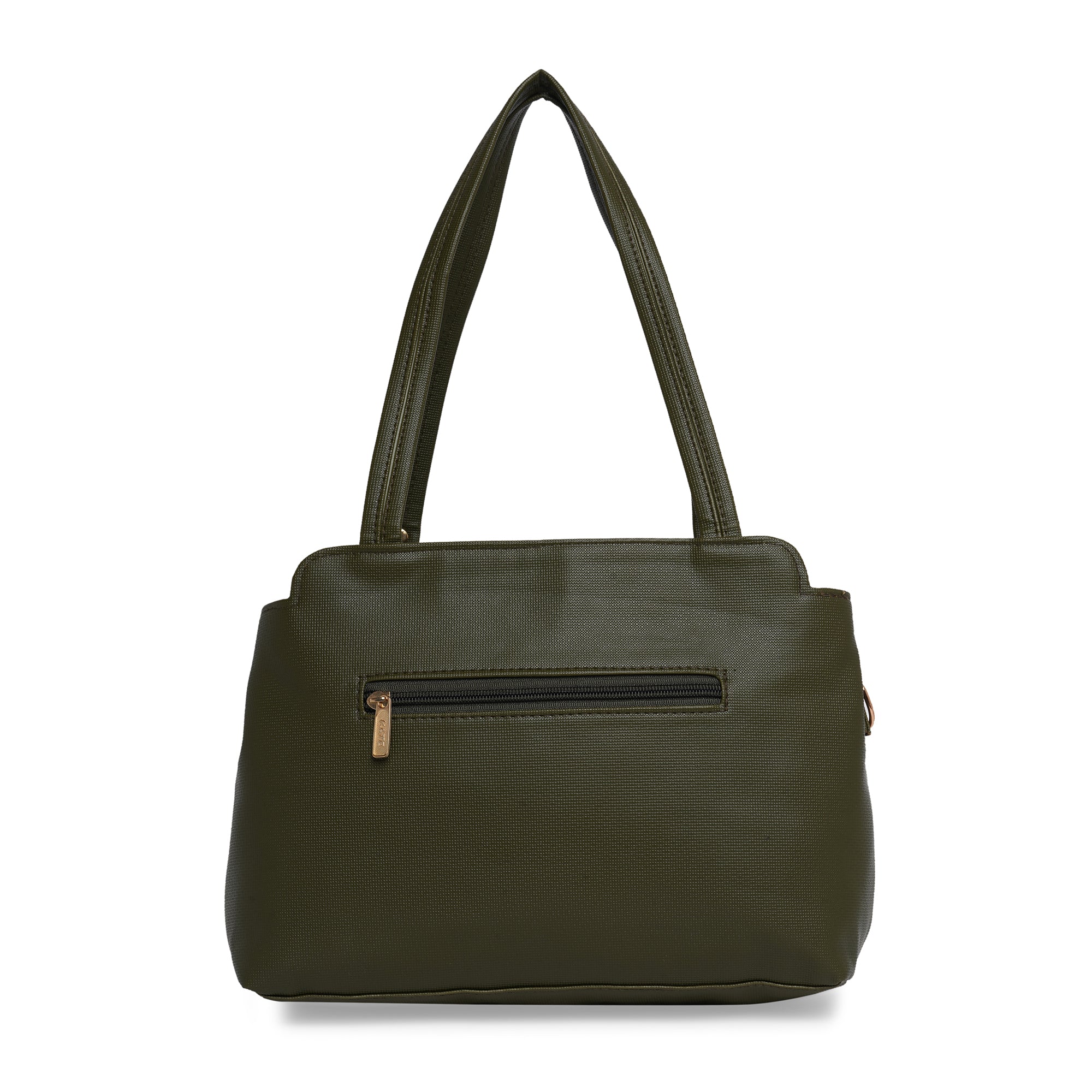 Green Women Vegan Leather Handbag With Belt