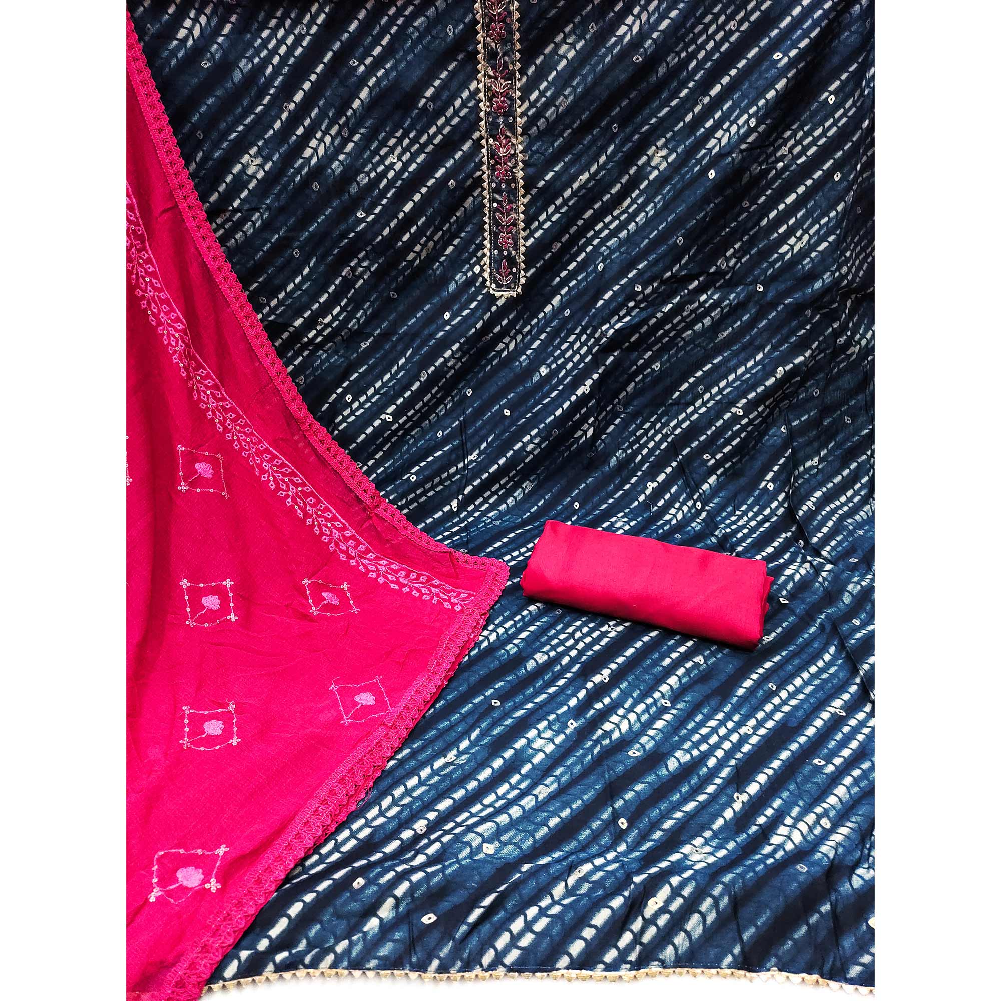 Blue Printed Modal Dress Material