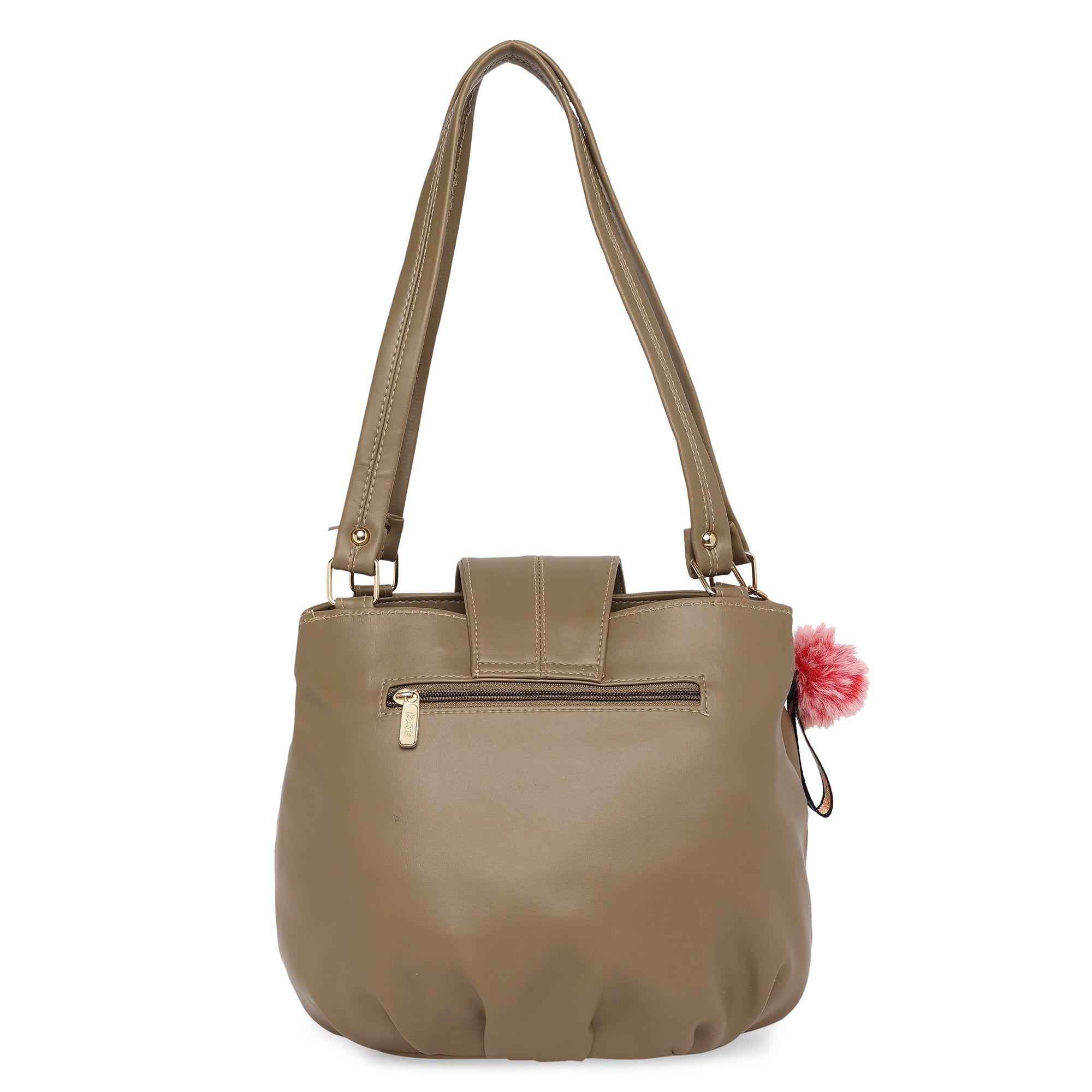 Coffee Brown Women Vegan Leather Handbag With Belt