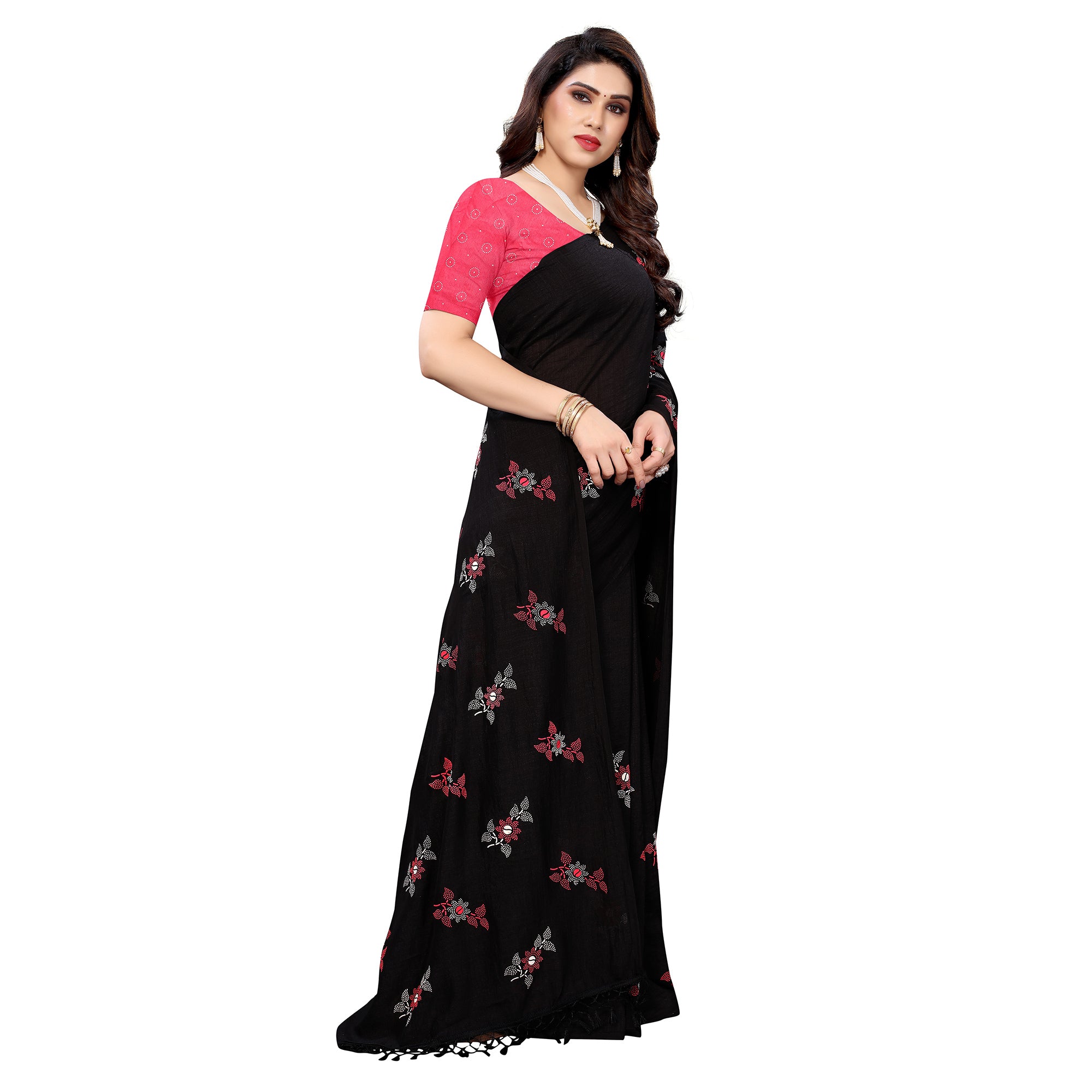 Black Casual Wear Printed Silk Saree