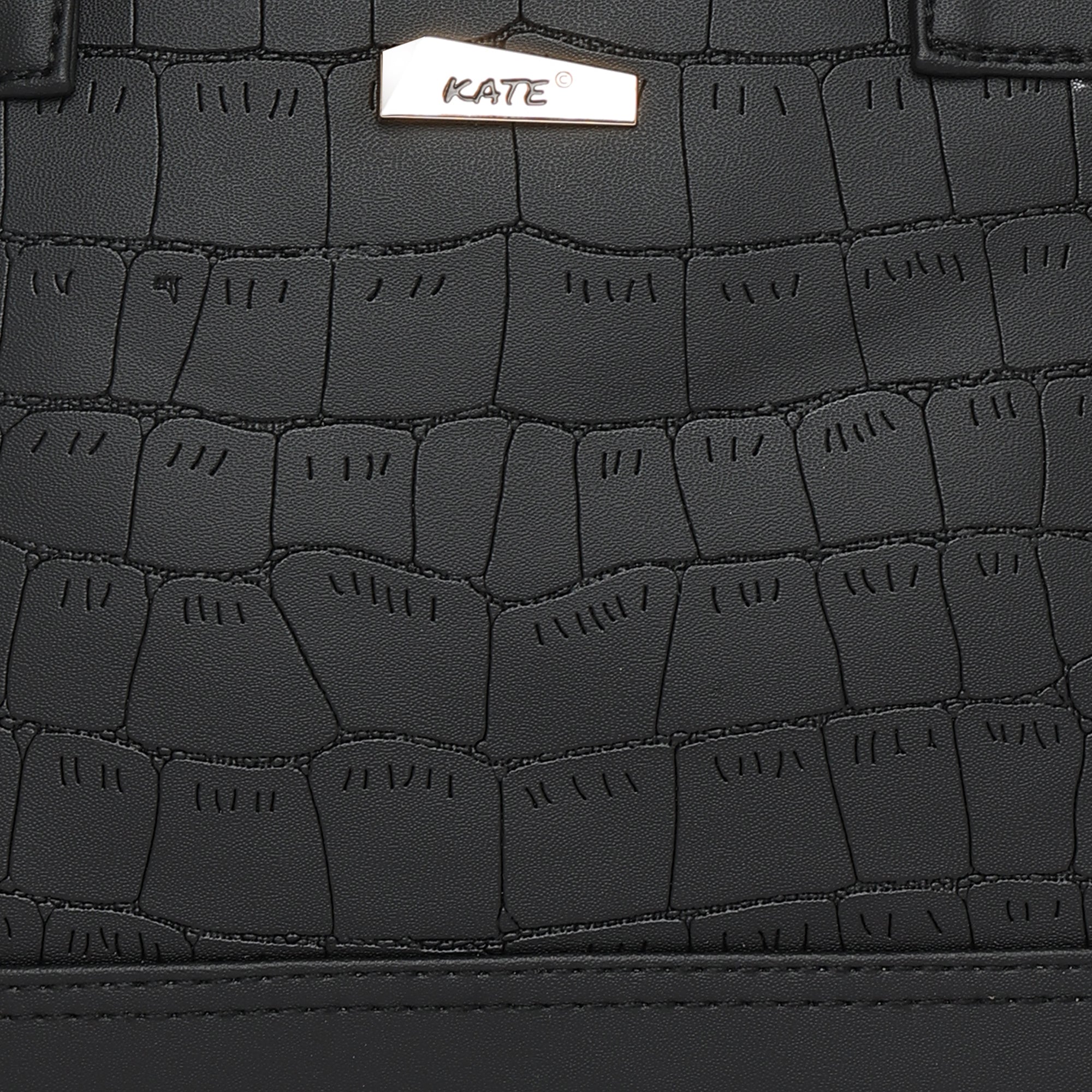 Black Women Vegan Leather Handbag With Belt