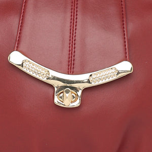 Maroon Women Vegan Leather Handbag With Belt