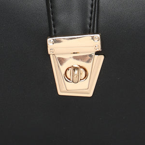 Black Women Vegan Leather Handbag With Belt