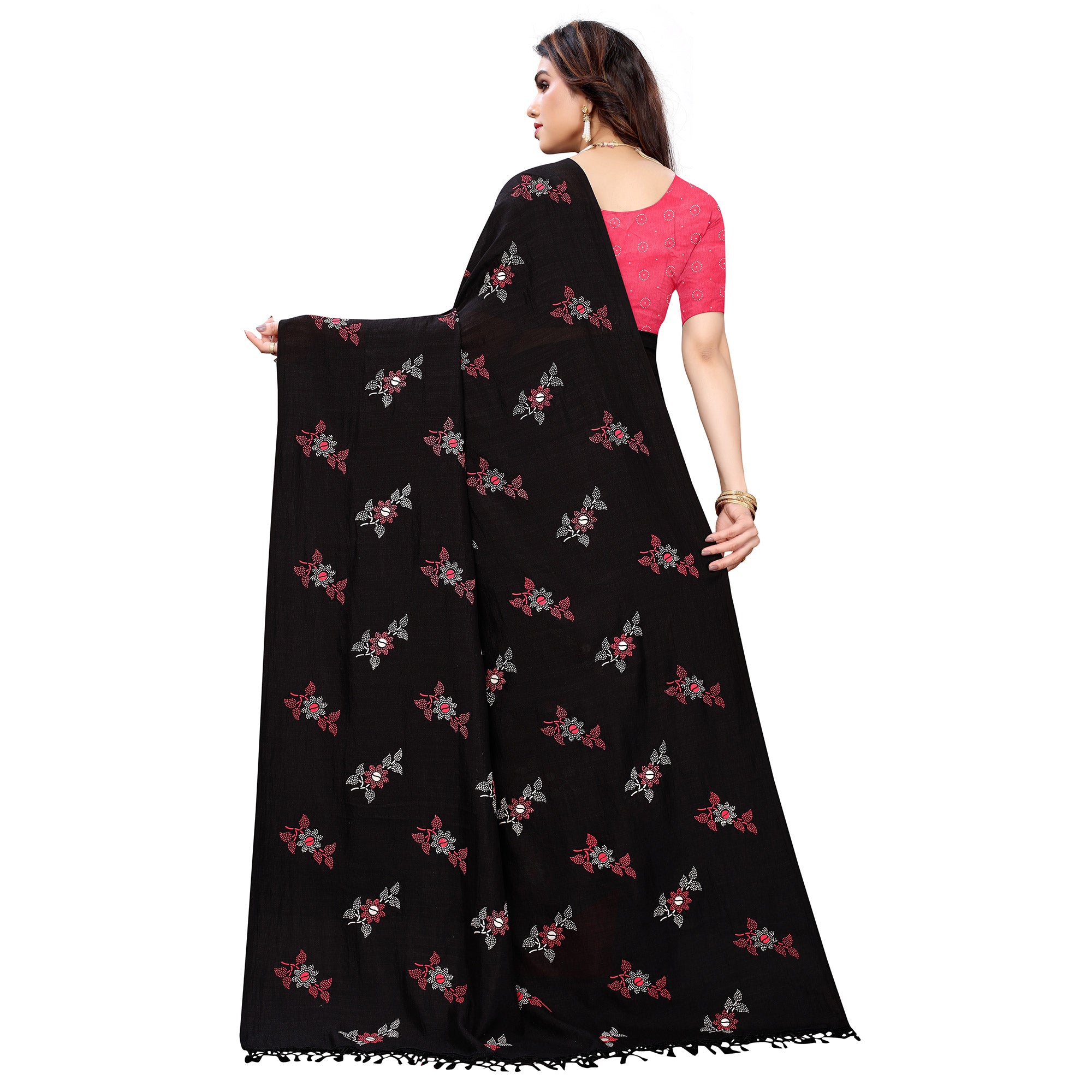 Black Casual Wear Printed Silk Saree