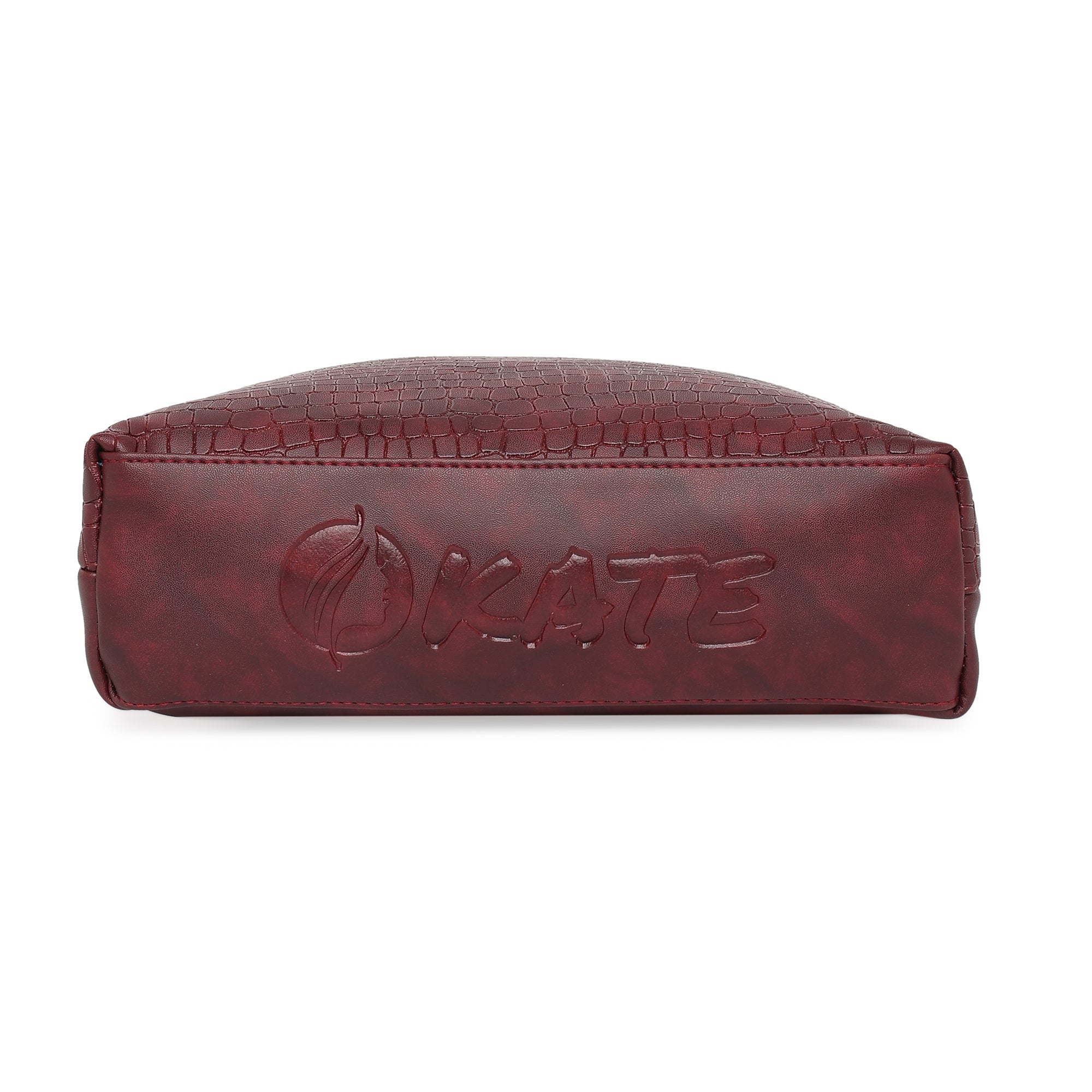 Maroon Women Vegan Leather Handbag With Belt