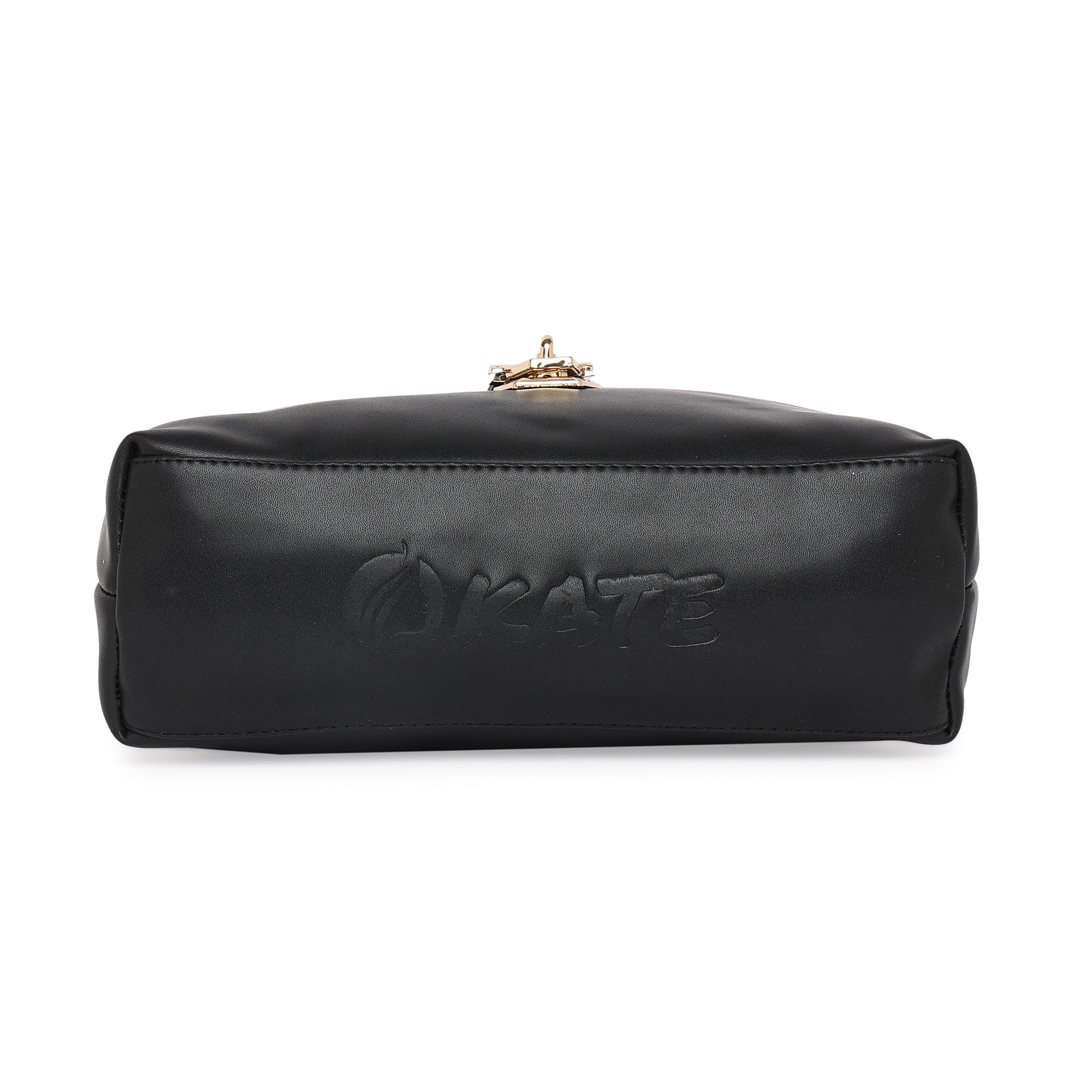 Black Women Vegan Leather Handbag With Belt